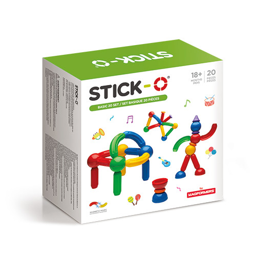 Joc cu magneti Stick-O, Set de baza cu 20 piese Joc cu magneti Stick-O, Set de baza cu 20 piese