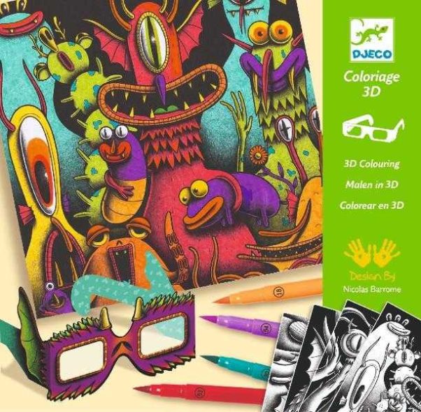Atelier de colorat 3D Monstruleti simpatici, Djeco - imaginea 1