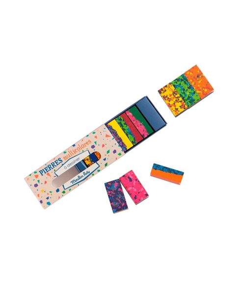 Cuburi cerate multicolore pentru desen, Moulin Roty - imaginea 1