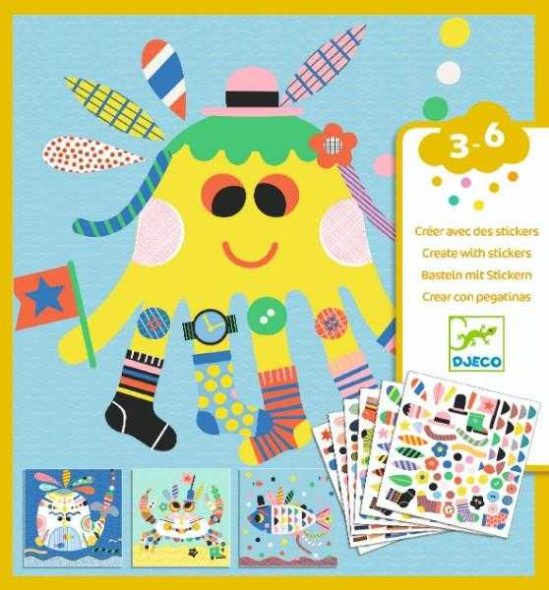 Joc creativ colaje Creaturi marine, Djeco - imaginea 1