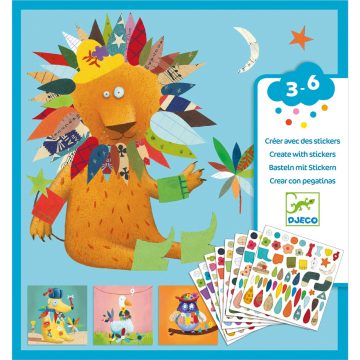 Joc creativ cu stickere Creeaza animale, Djeco - imaginea 1