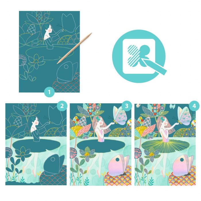 Joc creativ de razuit Iazul pastel, Djeco - imaginea 2