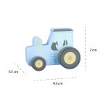 Jucarie de impins Tractor albastru din lemn, Orange Tree Toys - imaginea 4