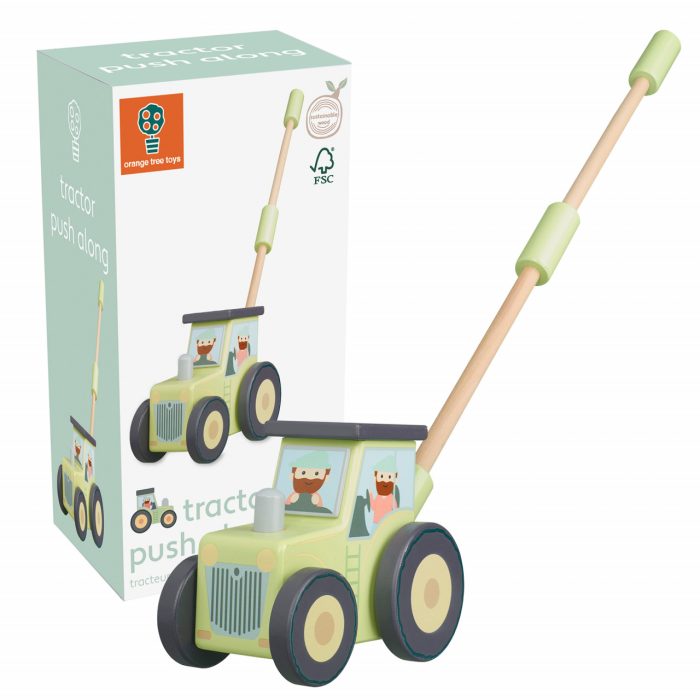Jucarie de impins tractor, Orange Tree Toys - imaginea 2