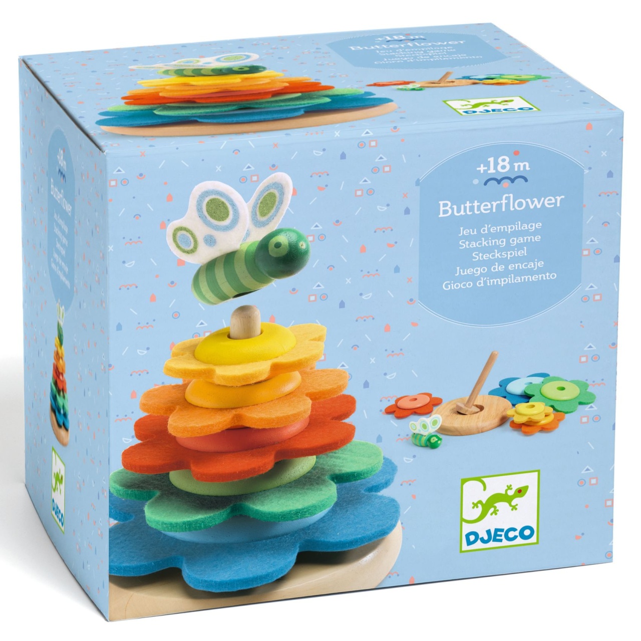 Jucarie Montessori Turn flori si fluture, Djeco - imaginea 1 Jucarie Montessori Turn flori si fluture, Djeco - imaginea 1