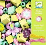 Margele de insirat din lemn Frunze si flori, Djeco - imaginea 2