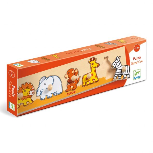 Puzzle cu buton Savana, Djeco - imaginea 1