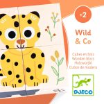 Puzzle din cuburi de lemn Animale salbatice, Djeco - imaginea 4 Puzzle din cuburi de lemn Animale salbatice, Djeco - imaginea 4