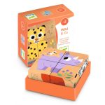 Puzzle din cuburi de lemn Animale salbatice, Djeco - imaginea 1 Puzzle din cuburi de lemn Animale salbatice, Djeco - imaginea 1