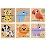 Puzzle din cuburi de lemn Animale salbatice, Djeco - imaginea 2 Puzzle din cuburi de lemn Animale salbatice, Djeco - imaginea 2