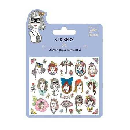 Set abtibilduri Portrete cu sclipici, Djeco - imaginea 1 Set abtibilduri Portrete cu sclipici, Djeco - imaginea 1