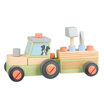 Tractor din lemn de asamblat, Orange Tree Toys - imaginea 1