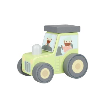 Tractor din lemn verde, Orange Tree Toys - imaginea 1