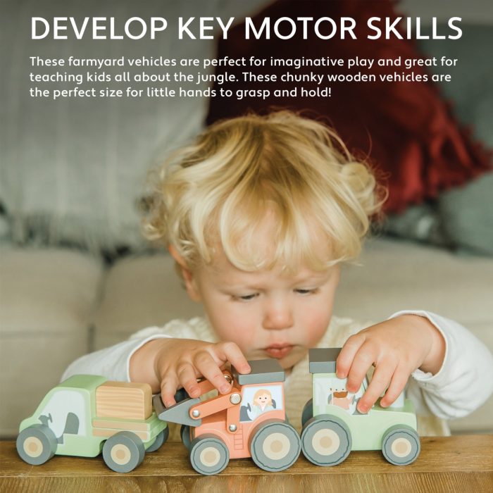 Tractor din lemn verde, Orange Tree Toys - imaginea 2