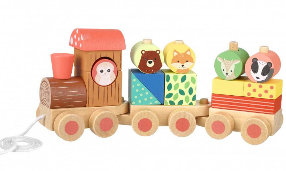 Trenulet din lemn cu forme si animale, Orange Tree Toys - imaginea 1