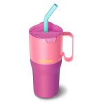Pahar termic cu capac rabatabil și pai Klean Kanteen 769 ml, Black - imaginea 1