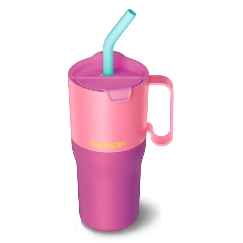 Pahar termic cu capac rabatabil și pai Klean Kanteen 769 ml , Pink Lemonade - imaginea 1