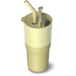 Pahar termic cu capac rabatabil și pai Klean Kanteen 769 ml, Wax Yellow - imaginea 2