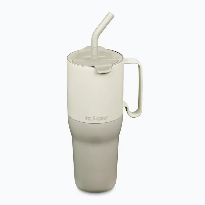 Pahar termic cu capac rabatabil și pai Klean Kanteen 1064 ml, Barelly Blue - imaginea 1
