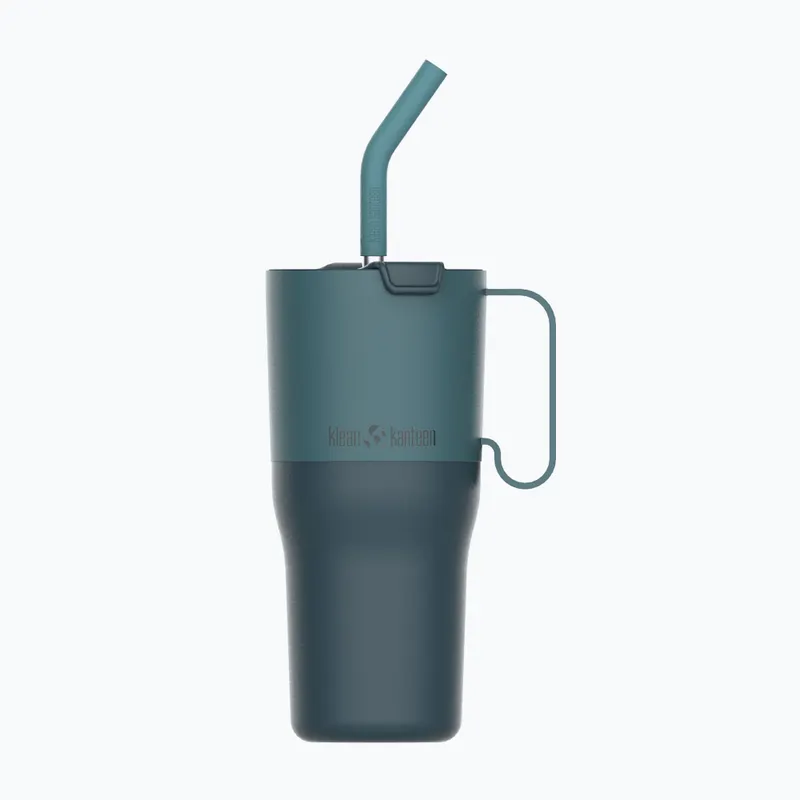 Pahar termic cu capac rabatabil și pai Klean Kanteen 1064 ml, Brittany Blue - imaginea 1