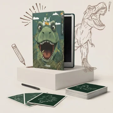 Tabletă grafică cu fișe de desen – KidBook – Dino - imaginea 1