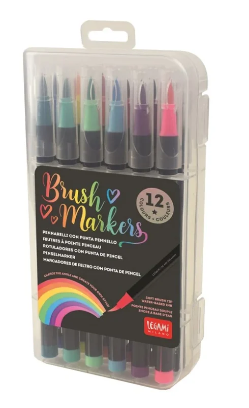 Set 12 carioci tip pensula – Brush Markers - imaginea 1